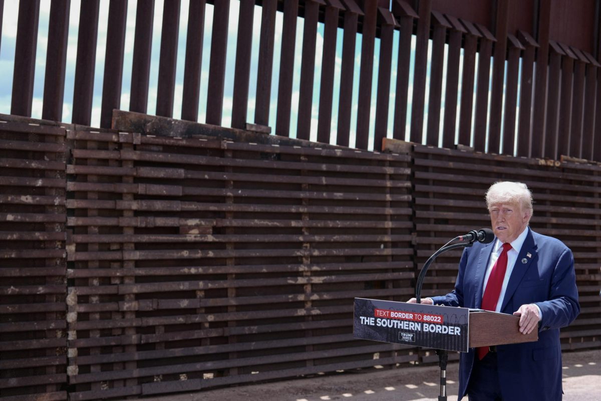 Trump speaks about border security in Arizona.
Photo by Olivier Touron/AFP