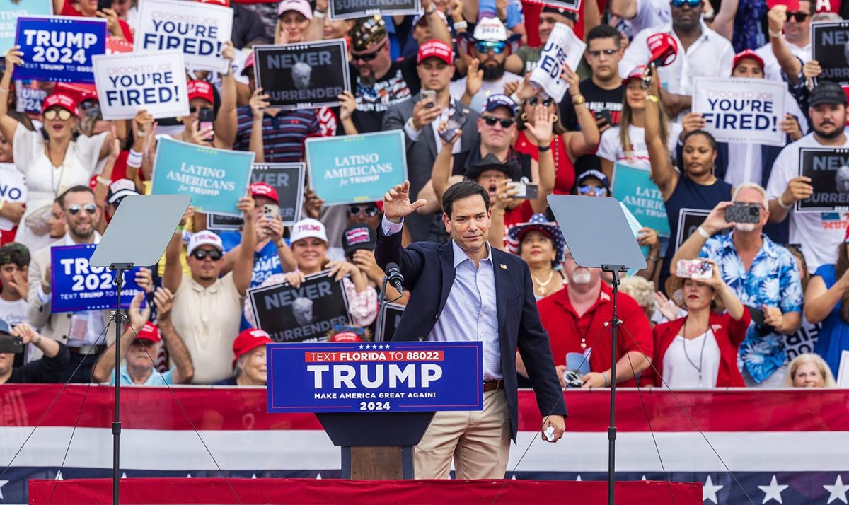 Senator Rubio makes his presence known at a 2024 Trump Rally.
Photo by Pedro Portal/Miami Herald