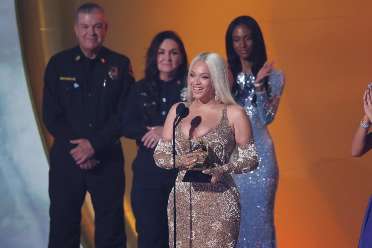 Beyonce accepting her award for Album of the Year and on Feb 2.
Photo by Robert Gauthier/Los Angeles Times